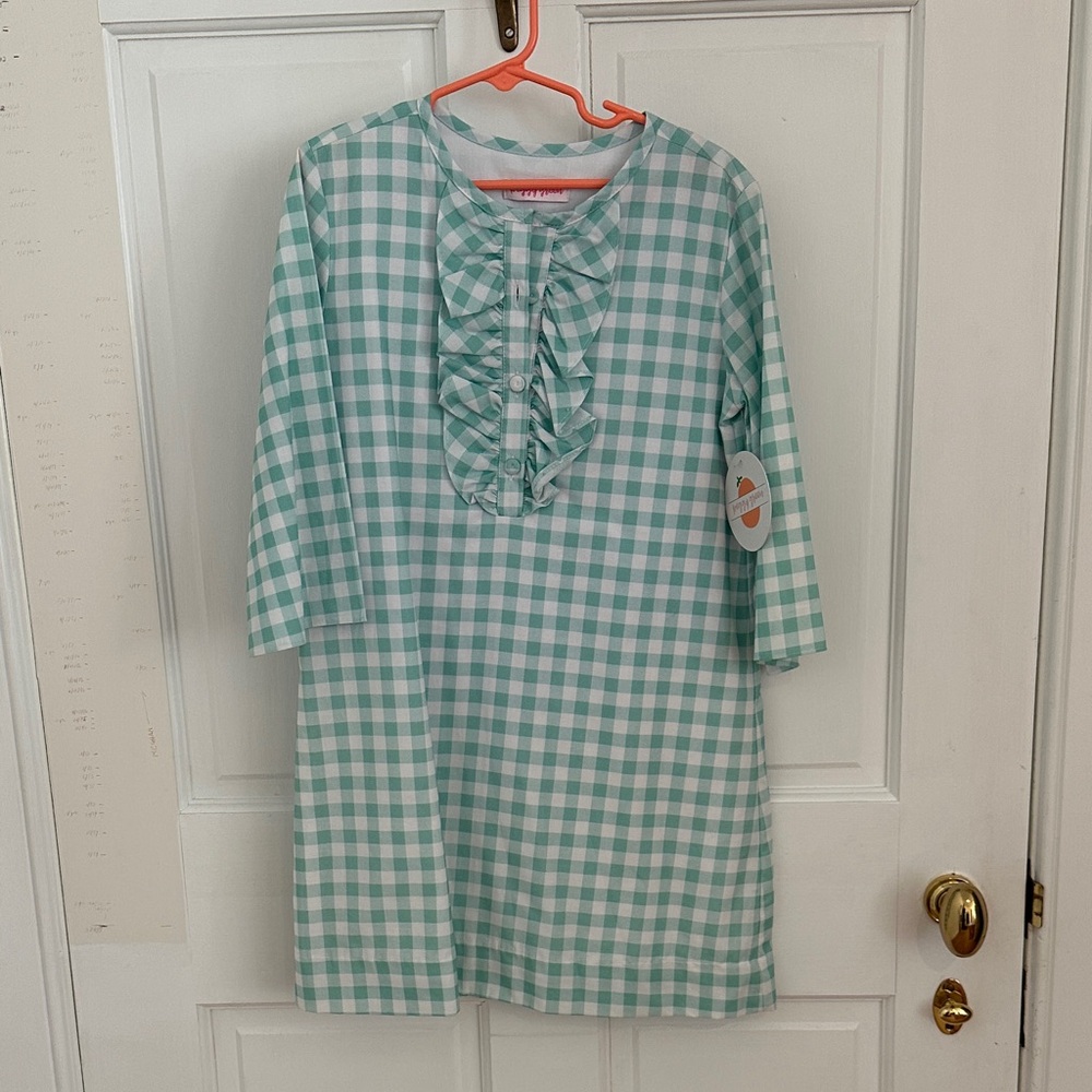 Girls' Mint Gingham Ruffle Dress
